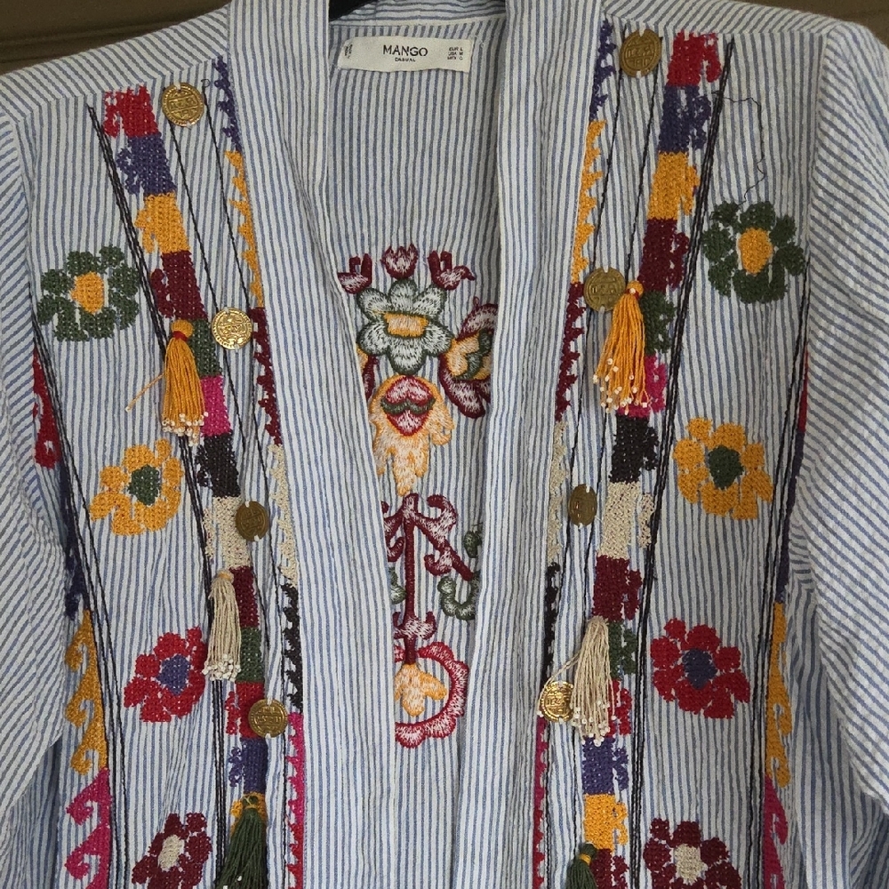Mango Multicolor Embroidered Kimono - Picture 2 of 9